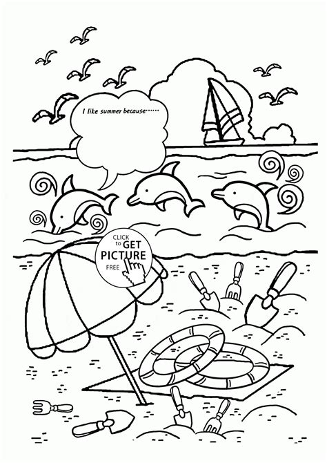 summer fun coloring book pages beach  summer coloring page