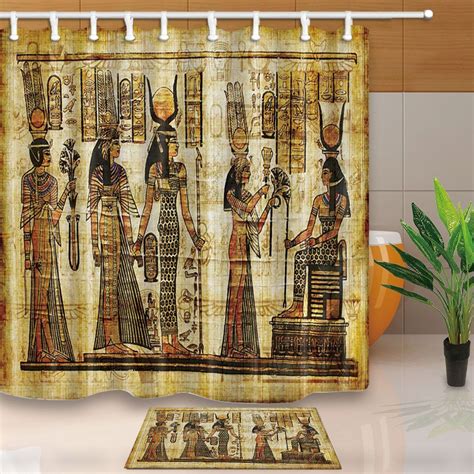 ancient egyptian mural waterproof fabric shower curtain bathroom set