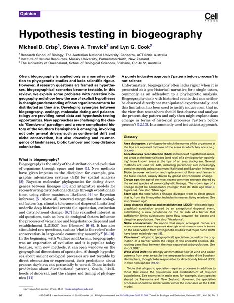 hypothesis testing  biogeography