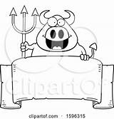 Devil Chubby Pitchfork Holding Illustration Over Royalty Banner Cory Thoman Clipart Vector sketch template