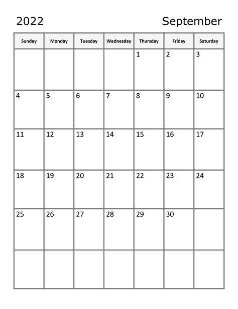 calendar template  september printable calendar