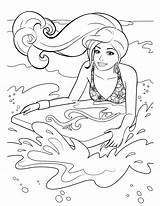 Barbie Coloring Pages Disney Colouring Kids Info Color Book Beach sketch template