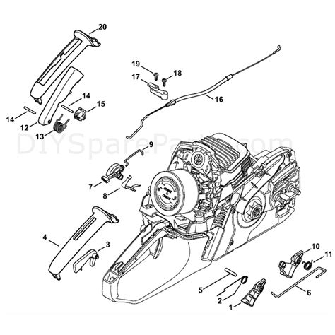 stihl ms  chainsaw ms parts diagram throttle control
