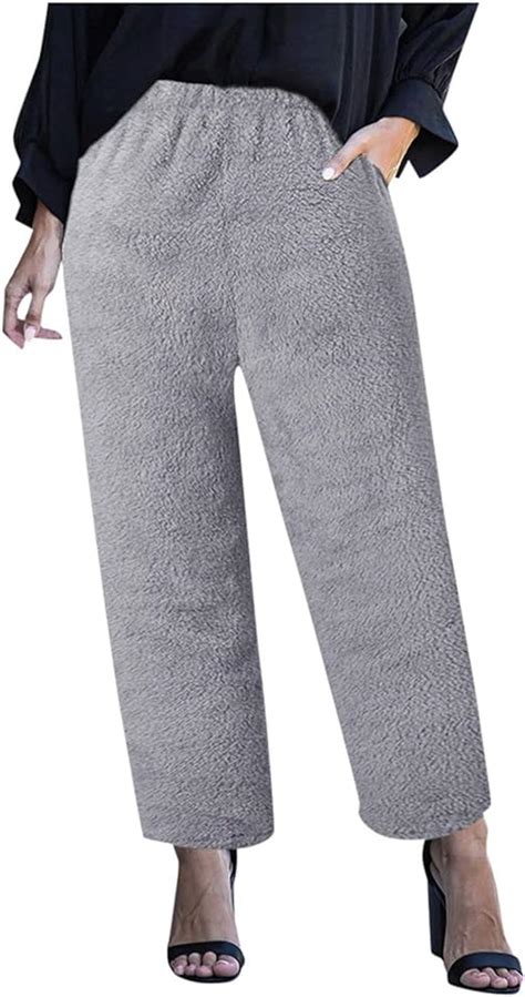 fashion women fluffy pants fur warm plush fitness sport leggings winter