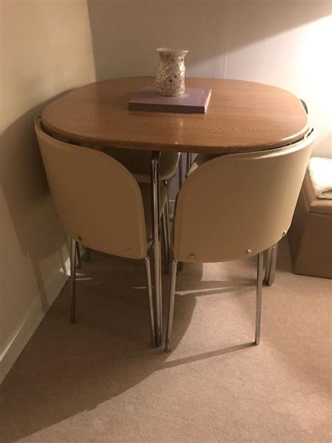 argos dining table  chairs space saver cream oak  west
