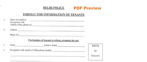 delhi police tenant verification form   form