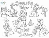 Coloring Community Helper Sheet Superheroes Kids sketch template