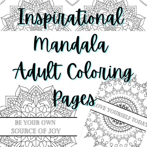 inspirational mandala quote coloring pages detailed coloring etsy