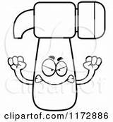 Hammer Mascot Outlined Coloring Clipart Cartoon Vector Mad Cory Thoman Hug Wanting Loving sketch template