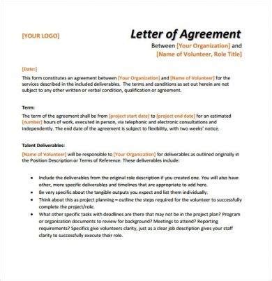 sample letter  agreement examples format  examples