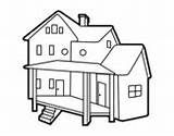 House Coloring Houses Porch Pages Coloringcrew sketch template