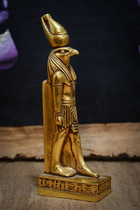 Egyptian Statue Horus God Of Sky Figurine Black Gold Made Etsy Finland