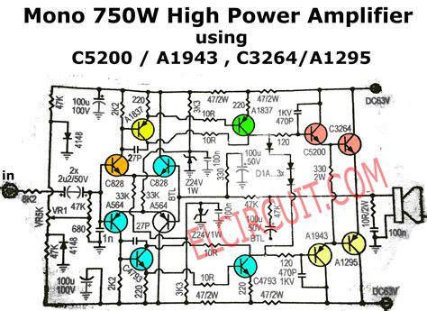 mono power amplifier schematic  pcb electronic circuit