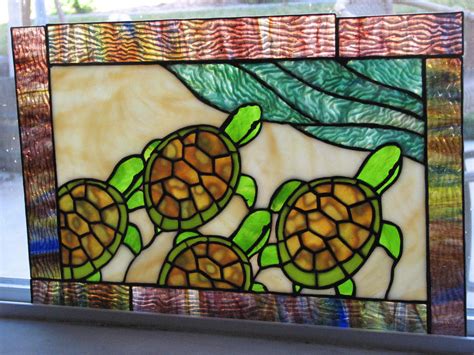 stained glass sea turtles  tursiart  deviantart