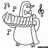 Coloring Accordion Pages Penguin Playing Animals Instruments Musical Instrument Music Thecolor Color Xylophone Clipartmag sketch template