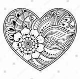 Mandalas Herz Lotus Muster Malvorlagen Mehndi Drus Zentangle Blumenmuster Henna sketch template