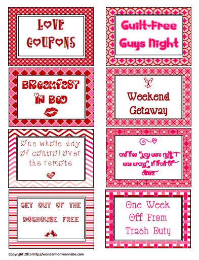Free Printable Love Coupons For Valentine S Day