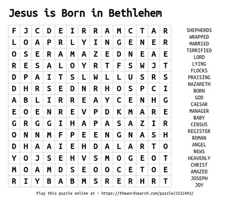 word search  jesus  born  bethlehem