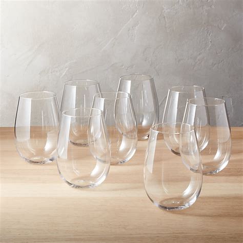 Set Of 8 True Stemless Wine Glasses Cb2