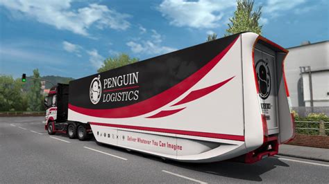 ets mercedes benz aerodynamic trailer penguin logistics skin