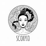 Scorpio Horoscope Scorpion Signe 30seconds Adulte Symbole Zodiaque Printables Vektorillustration Schönes Erwachsene Astrology Vecteur Illustratio Illustrationen sketch template