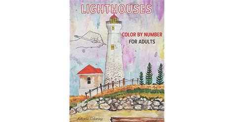 lighthouses color  number coloring book  adults amazing single