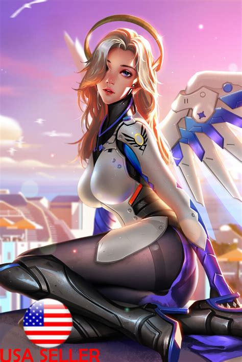 overwatch mercy 36 x 24 large wall poster print fan art video game sexy girls ebay