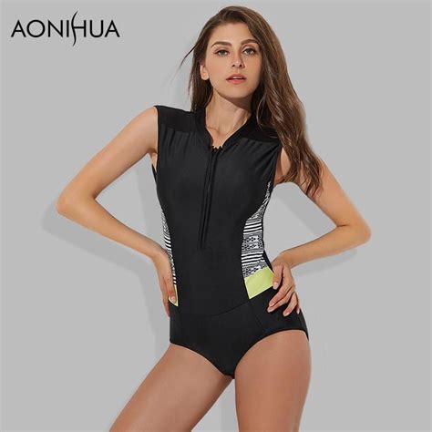 aonihua swimsuit women 2018 print floral one piece swim suit sleeveless