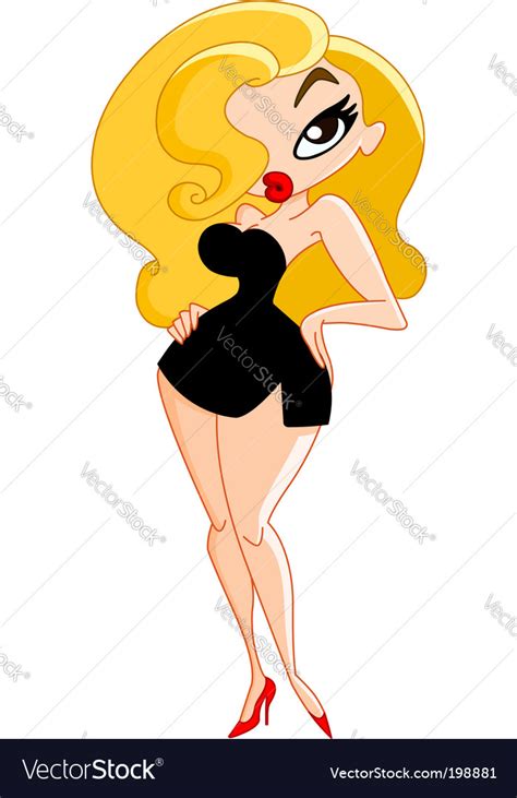 Sexy Cartoon Woman Wearing Black Little Dress Vector Image