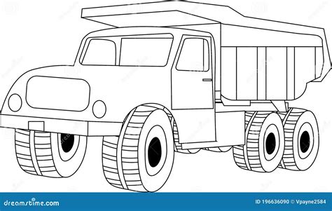 dump truck coloring page outline  kids stock vector illustration