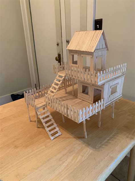 diy popsicle stick house   finished building rhamsters