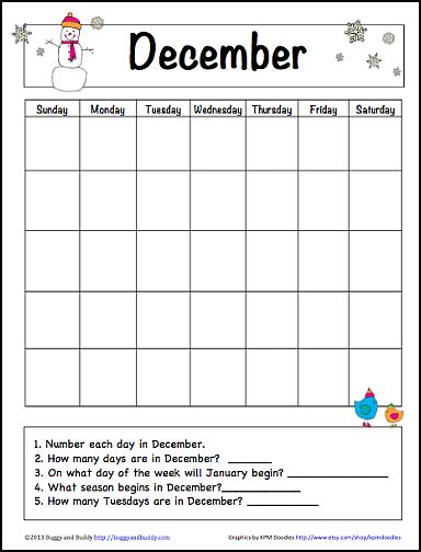 preschool  printable calendar worksheets  kindergarten calnda