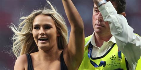 champions league streaker shares fan created video of her scoring goal