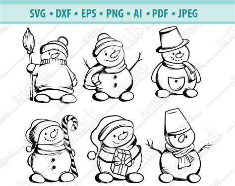 snowman svg cut files  cricut christmas svg hand drawn etsy