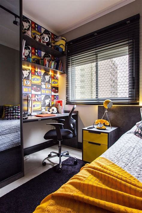 fun teen boy bedroom  cool desk homemydesign