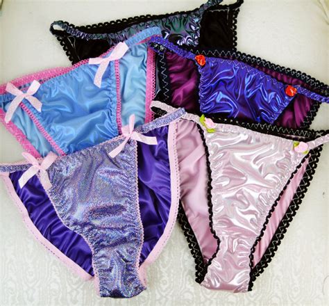 Women S Clothing Foil Satin String Bikini Panties Wetlook Ladies Sissy