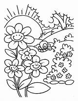 Coloring Sun Spring Pages Printable Template sketch template