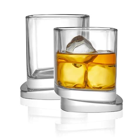 Joyjolt Aqua Vitae Square Whiskey Glasses Set Of 2 Off Base Glasses