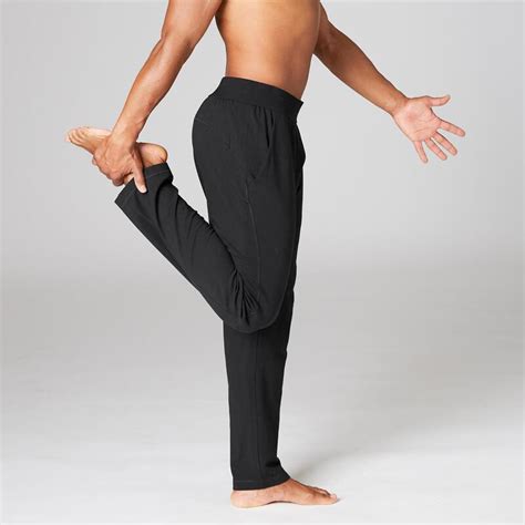 broek voor zachte yoga heren biologisch katoen zwart kimjaly decathlonnl