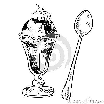 ice cream sundae drawing stock image image