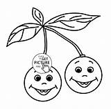 Coloring Pages Fruit Kids Fruits Popular Cherries Smiling Choose Board Wuppsy sketch template