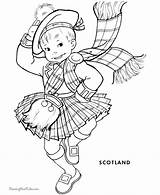 Coloring Pages Scotland Kids Leprechaun Print Girl Printable Colouring Children St Night Female Outline Burns Books Around Color Printing Ecosse sketch template