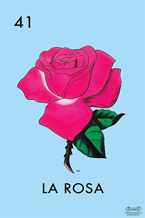 41 La Rosa Rose Loteria Card Mexican Bingo