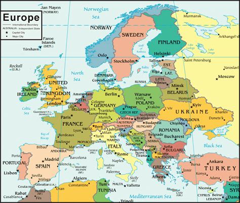 political map  europe  printable maps printable political map