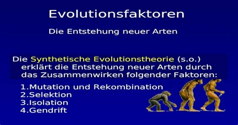 evolutionsfaktoren die synthetische evolutionstheorie  erklaert die entstehung neuer arten
