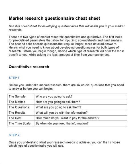 marketing research questionnaire  examples format  examples