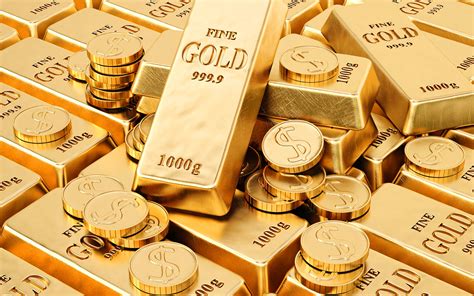 imagens barras de ouro  moedas de ouro conceitos de riqueza ouro dinheiro banco