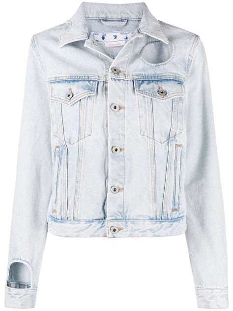 off white cut out detail denim jacket farfetch