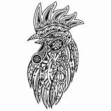 Premium Zentangle Rooster Drawn Vector Hand Style sketch template