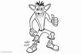 Crash Bandicoot Coloring Pages Outline Drawing Printable Kids sketch template
